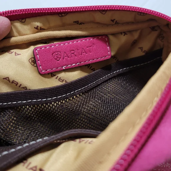 Ariat Hot Pink Belt Bag Genuine Leather with Embroidered Design - Picture 13 of 15